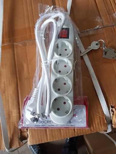 Rallonge European Type Socket with Switch 4 holes 16A, 250v