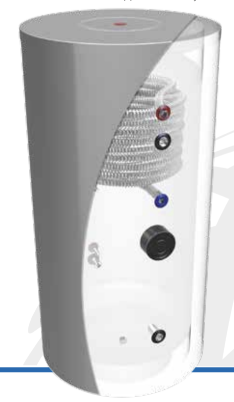 GoSolar Tank 300l -Boiler Vertical -single serpentin -White (Solitank 300)