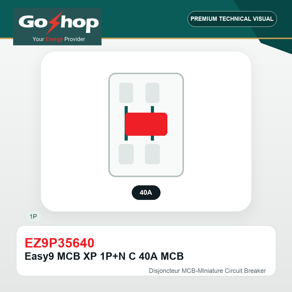 Easy9 MCB XP 1P+N C 40A MCB