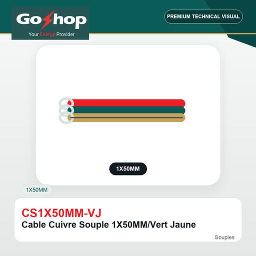 Cable Cuivre Souple 1X50MM/Vert Jaune