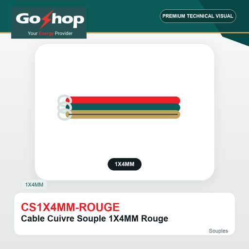 Cable Cuivre Souple 1X4MM Rouge