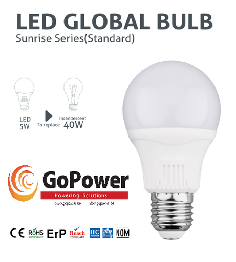 [GP-BL-0054-965] GoPower Led Standard A60 9W 6500K E27 (white/blanche)