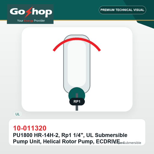 [10-011320] PU1800 HR-14H-2, Rp1 1/4", UL Submersible Pump Unit, Helical Rotor Pump, ECDRIVE 1800-HR