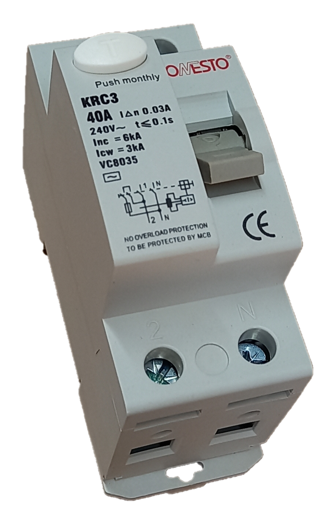Onesto Residual Current Device 2P, 40A, 30mA, AC type