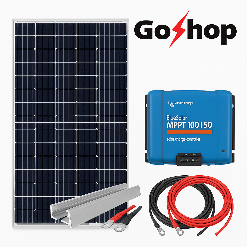 Victron Kit PV 250/100 · 7,44 kWc (12×620W GoSolar) · ~31–37 kWh/j · 48V