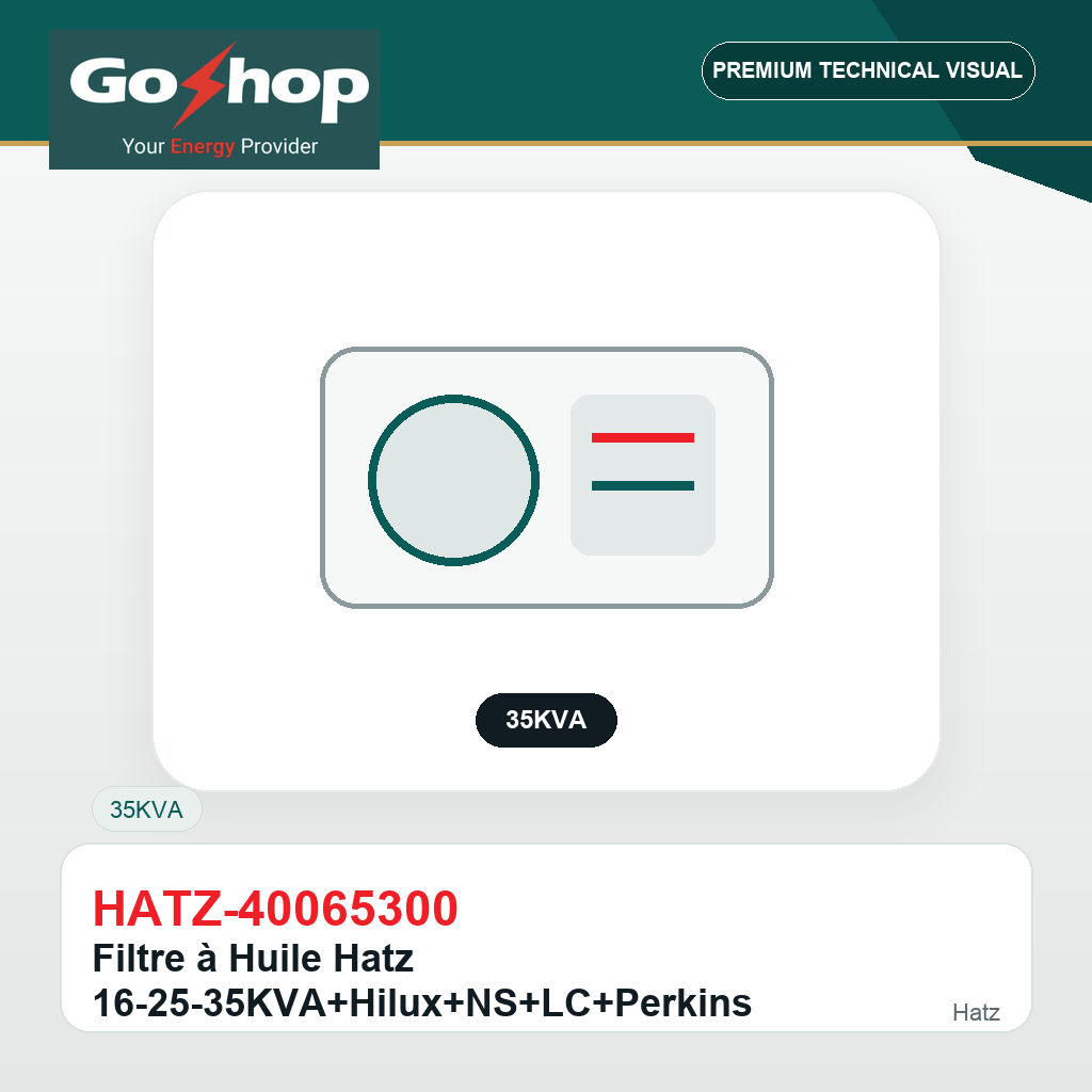 Filtre à Huile Hatz 16-25-35KVA+Hilux+NS+LC+Perkins