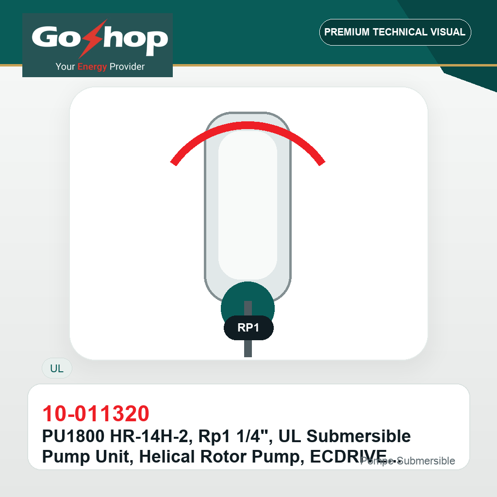 PU1800 HR-14H-2, Rp1 1/4", UL Submersible Pump Unit, Helical Rotor Pump, ECDRIVE 1800-HR