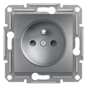 Schneider Electric Prise 2P+T française avec volets Acier