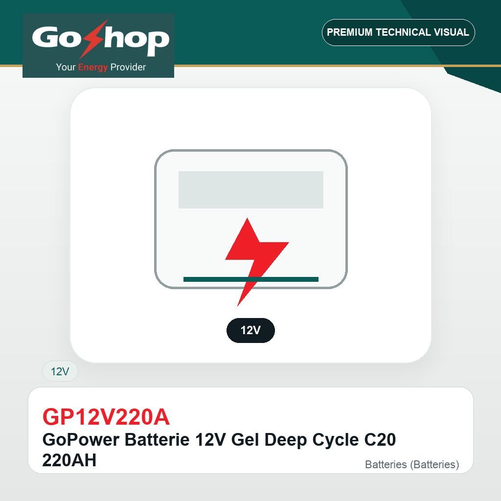 GoPower Batterie 12V Gel Deep Cycle C20 220AH