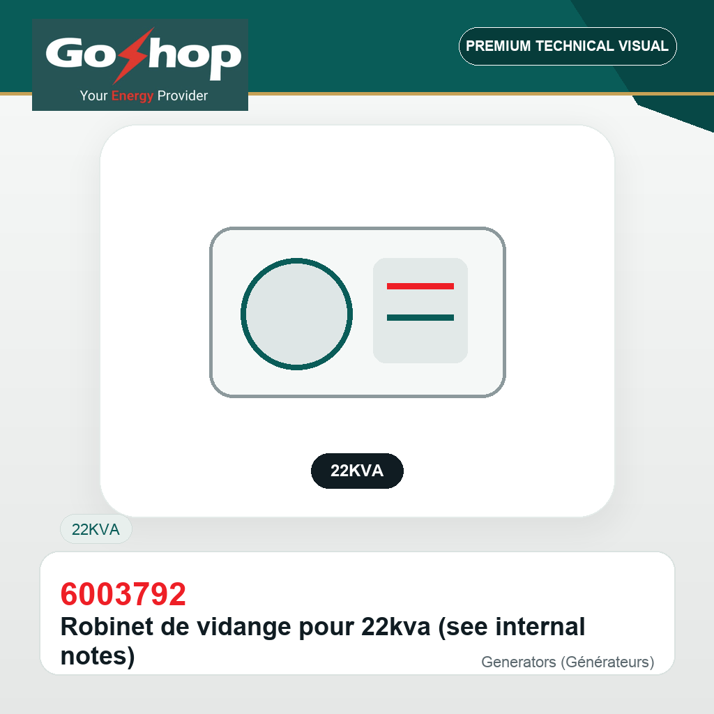 Robinet de vidange pour 22kva (see internal notes)