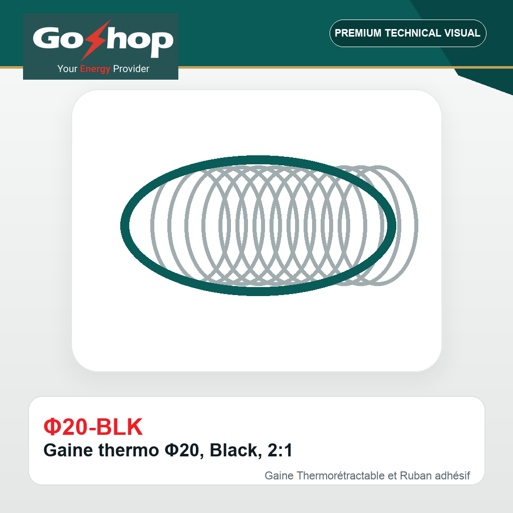Gaine thermo Φ20, Black, 2:1