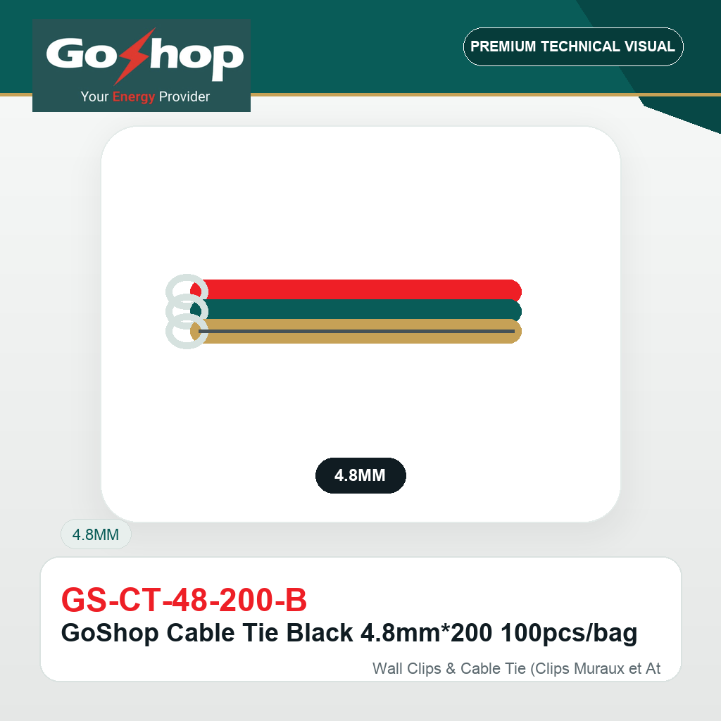 GoShop Cable Tie Black 4.8mm*200 100pcs/bag