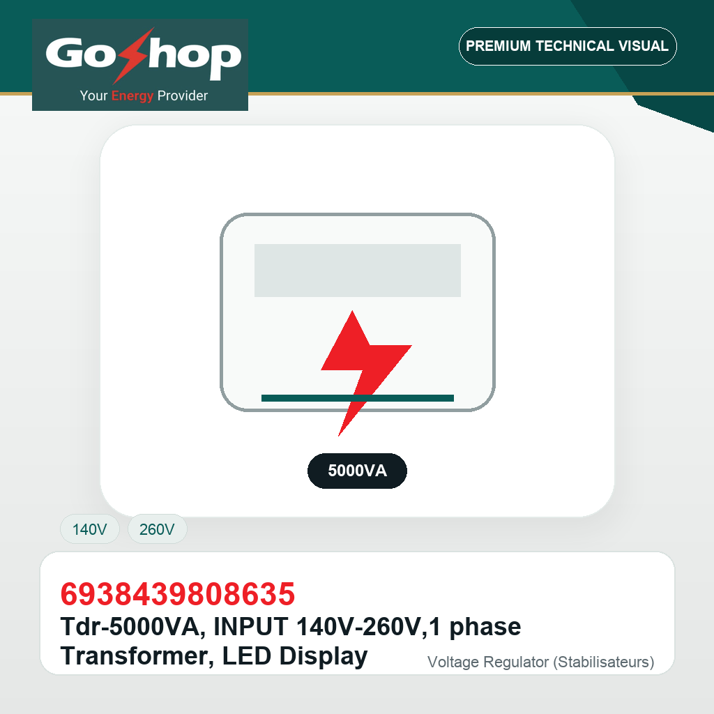 Tdr-5000VA, INPUT 140V-260V,1 phase Transformer, LED Display