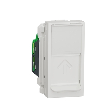 Schneider Electric NU344818 Image  Data socket, New Unica, mechanism, RJ45 Cat6A, S/FTP, straight, click, shuttered, white