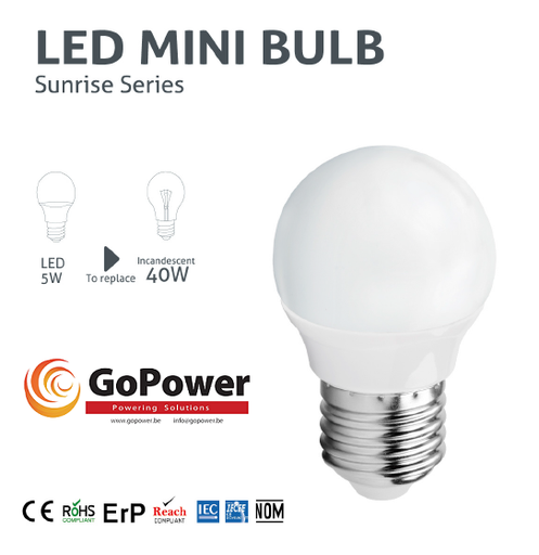 [GP-BL-0038] GoPower Led Standard G45 3W 3000K E27 Clear(warm white/jaune)