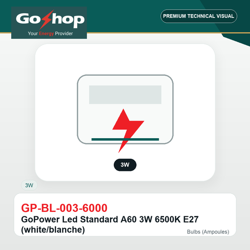[GP-BL-003-6000] GoPower Led Standard A60 3W 6500K E27 (white/blanche)