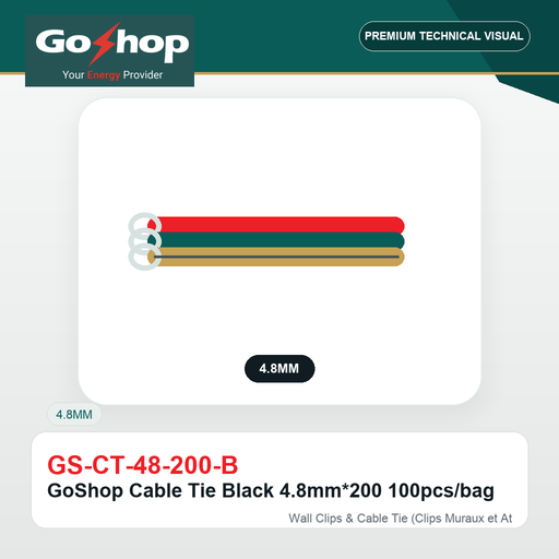 [GS-CT-48-200-B] GoShop Cable Tie Black 4.8mm*200 100pcs/bag