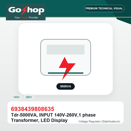 [6938439808635] Tdr-5000VA, INPUT 140V-260V,1 phase Transformer, LED Display
