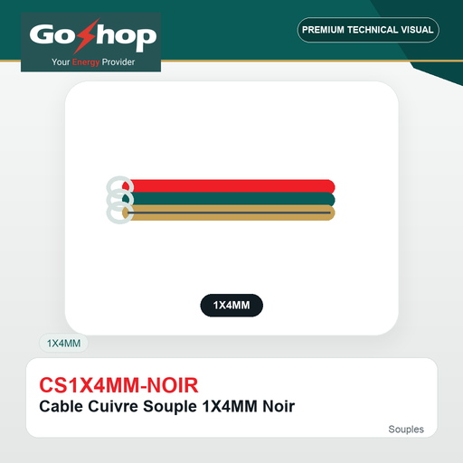 [CS1X4MM-NOIR] Cable Cuivre Souple 1X4MM Noir